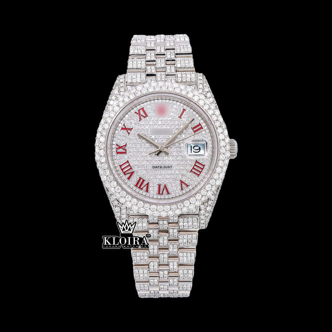 CrystalElegance Moissanite Diamond Watch Silver VVS 22 Carat 42mm Men Front