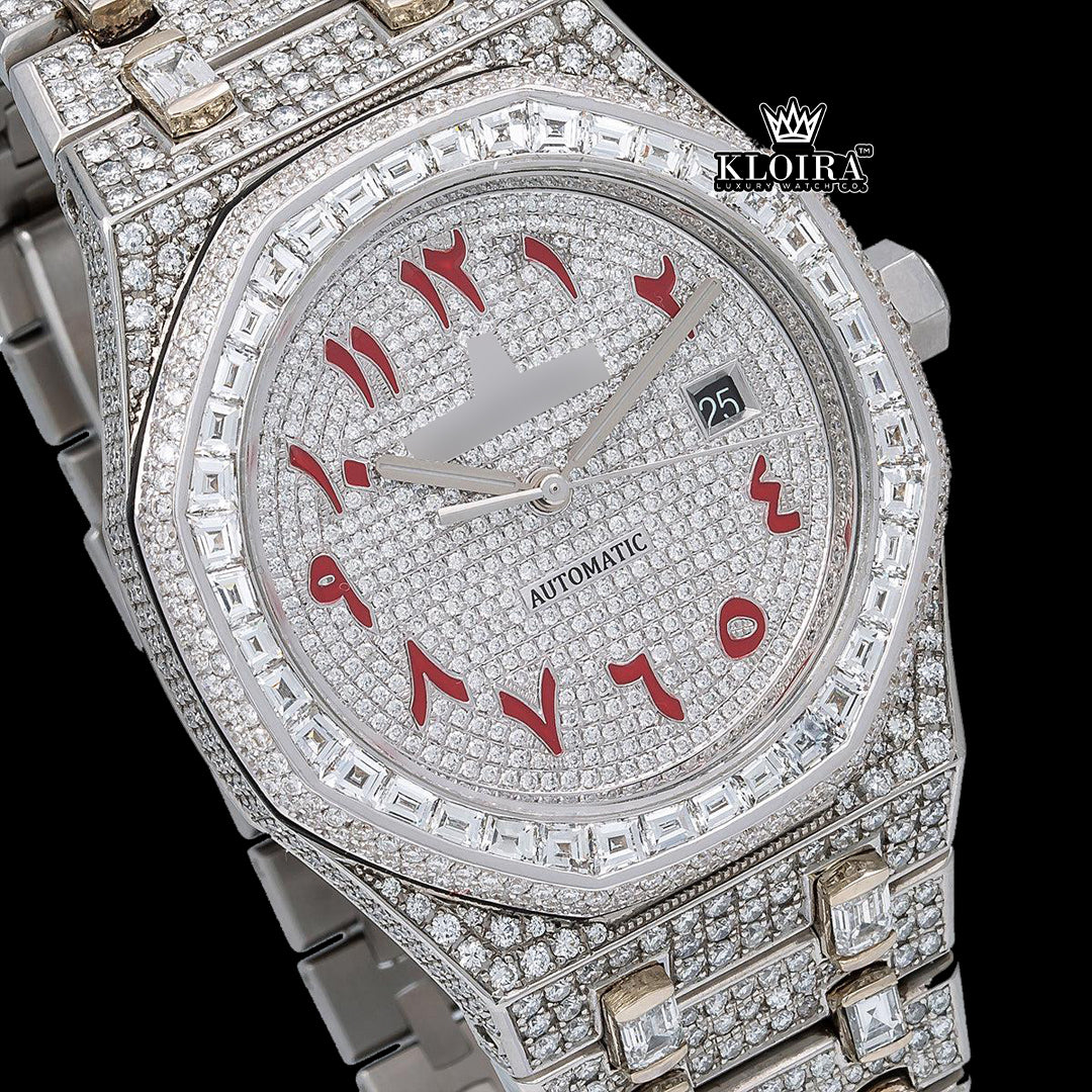 CrystalHaven Moissanite Diamond Watch 14K Gold VVS 22 Carat 42mm Front