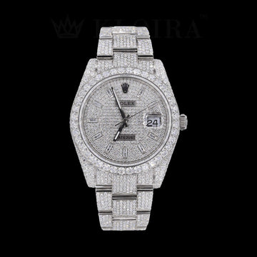 Datejust 14K Gold 41mm Diamond Studded Swiss Made Diamond Stick Numerals Watch Front