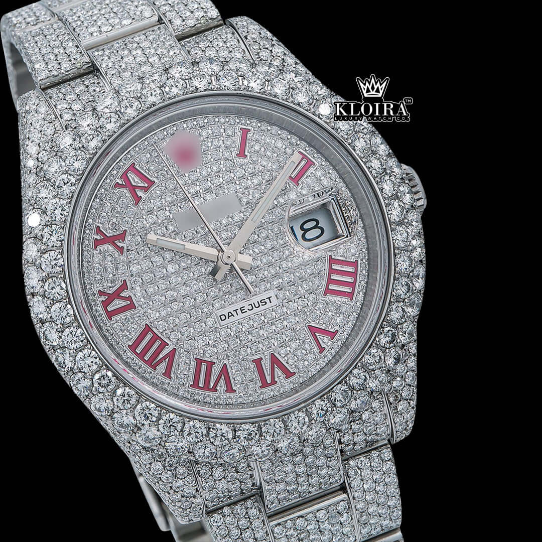 DazzleTimepiece Moissanite Diamond Watch 14K Gold VVS 20 Carat 42mm Front