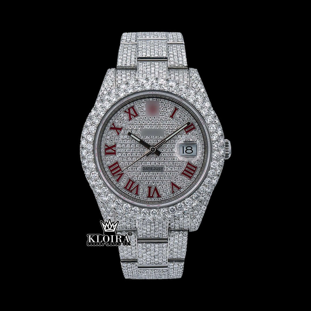 DazzleTimepiece Moissanite Diamond Watch 14K Gold VVS 20 Carat 42mm Front