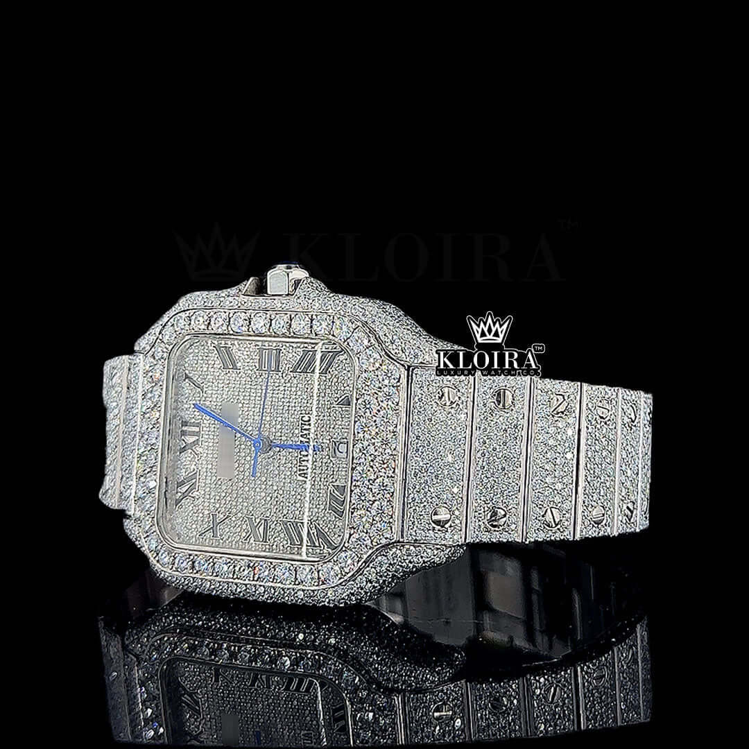 Glacienne Moissanite Diamond Watch 14K Gold VVS 24 Carat 42mm Front