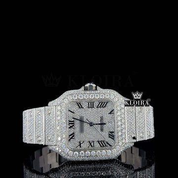 Glacienne Moissanite Diamond Watch 14K Gold VVS 24 Carat 42mm Front