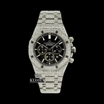 DiamondChrono Moissanite Diamond Watch 14K Gold VVS 24 Carat 42mm Front