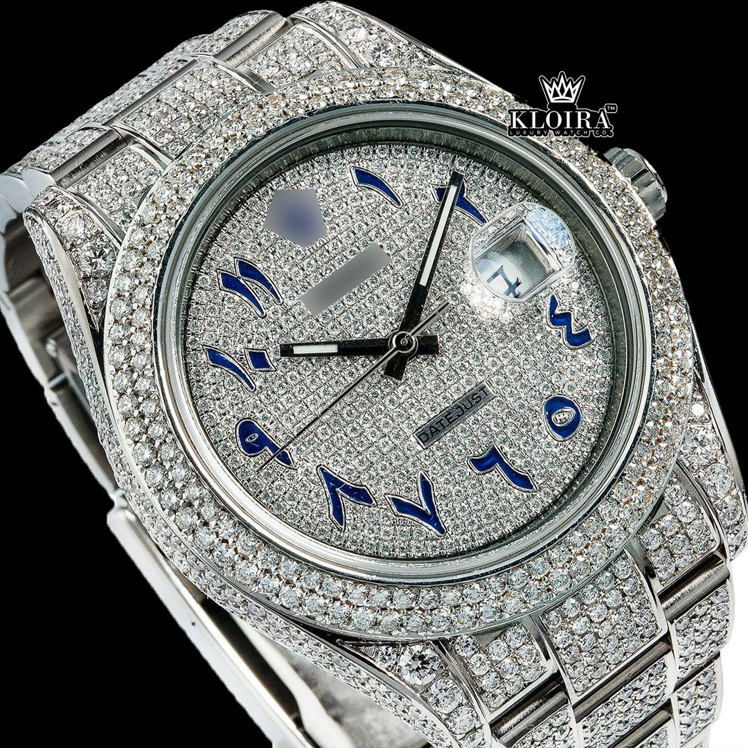 DiamondCrown Moissanite Diamond Watch 14K Gold VVS 22 Carat 42mm Front