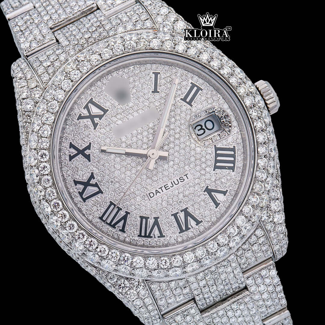 DiamondDazzle Moissanite Diamond Watch 14K Gold VVS 20 Carat 42mm Front