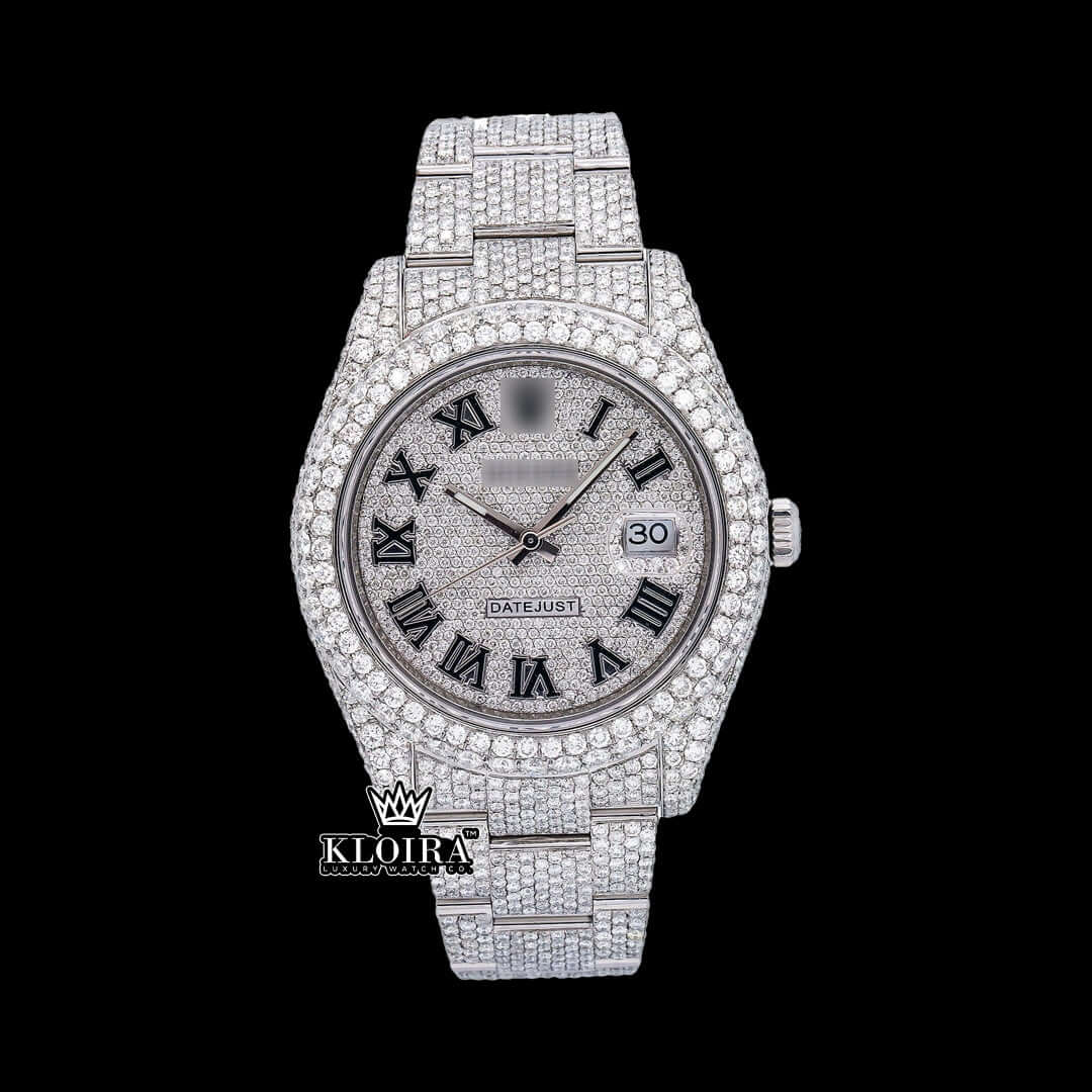 DiamondDazzle Moissanite Diamond Watch 14K Gold VVS 20 Carat 42mm Front