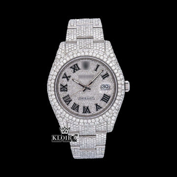 DiamondDazzle Moissanite Diamond Watch 14K Gold VVS 20 Carat 42mm Front