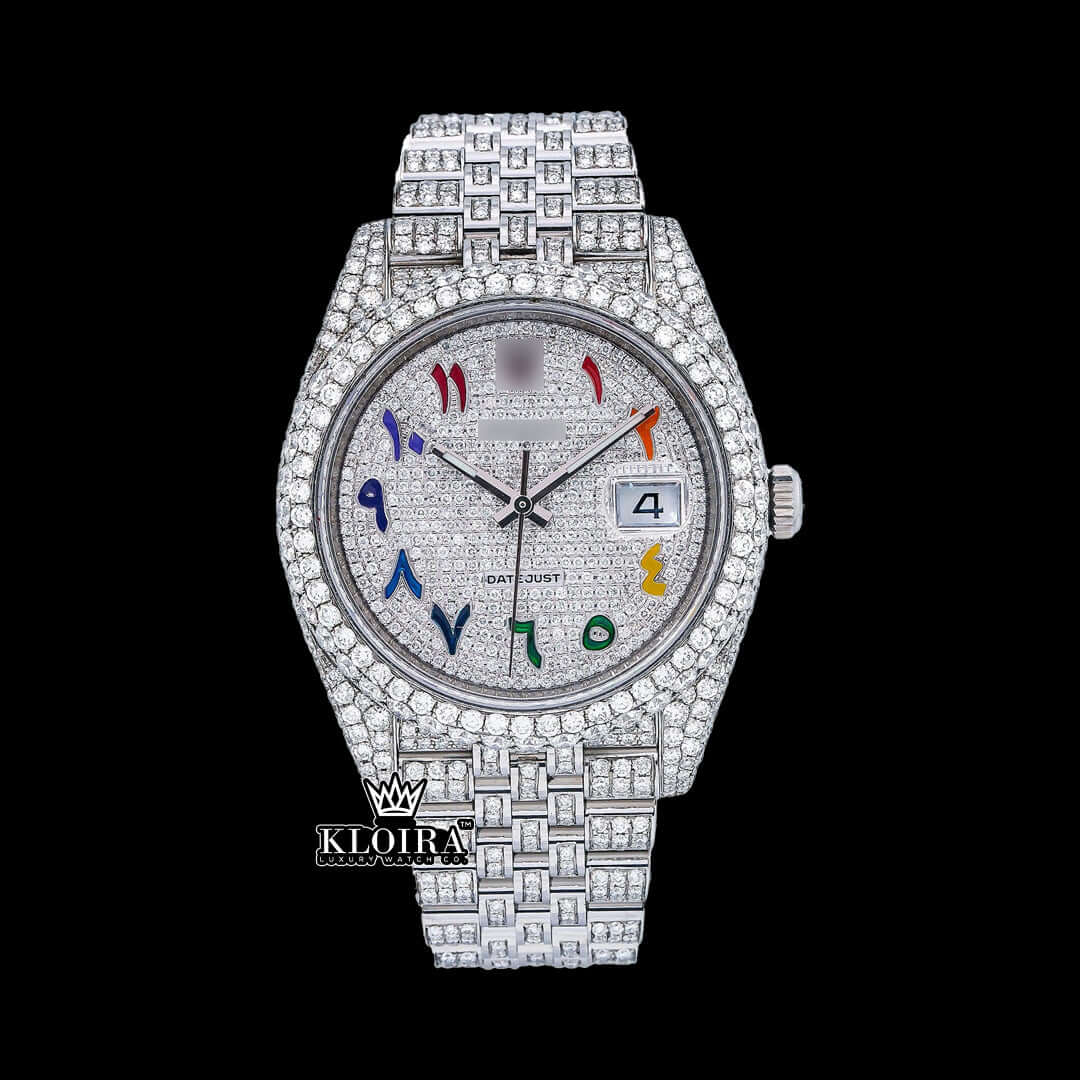 DiamondDazzle Moissanite Diamond Watch 14K Gold VVS 22 Carat 42mm Front