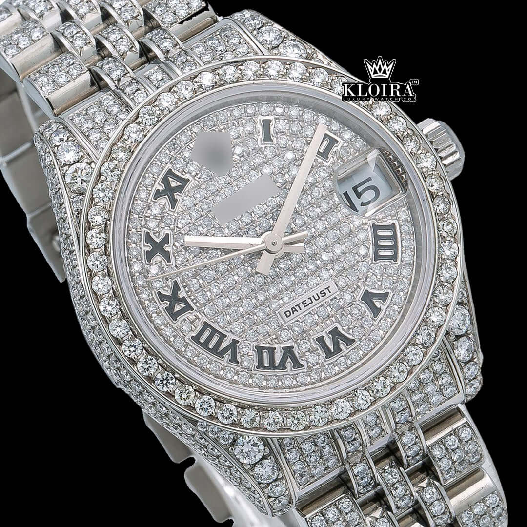 DiamondElegance Moissanite Diamond Watch 14K Gold VVS 20 Carat 42mm Front