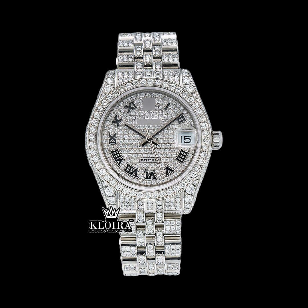 DiamondElegance Moissanite Diamond Watch 14K Gold VVS 20 Carat 42mm Front
