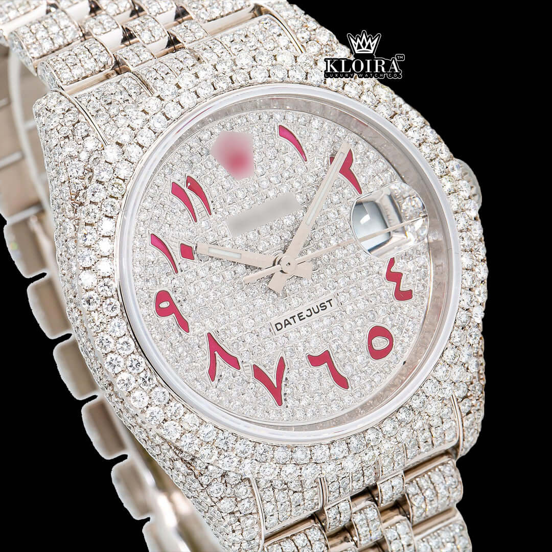 DiamondFlare Moissanite Diamond Watch Silver VVS 18 Carat 42mm Men Front