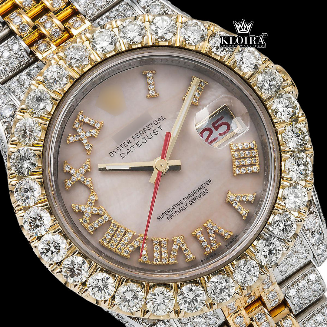 DiamondGlow Moissanite Diamond Watch 14K Gold VVS 20 Carat 42mm Front 