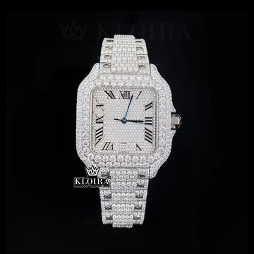 DiamondLux Moissanite Diamond Watch 14K Gold VVS 24 Carat 42mm Front