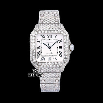 Noble Ice Moissanite Diamond Watch 14K Gold VVS 22 Carat 42mm Front
