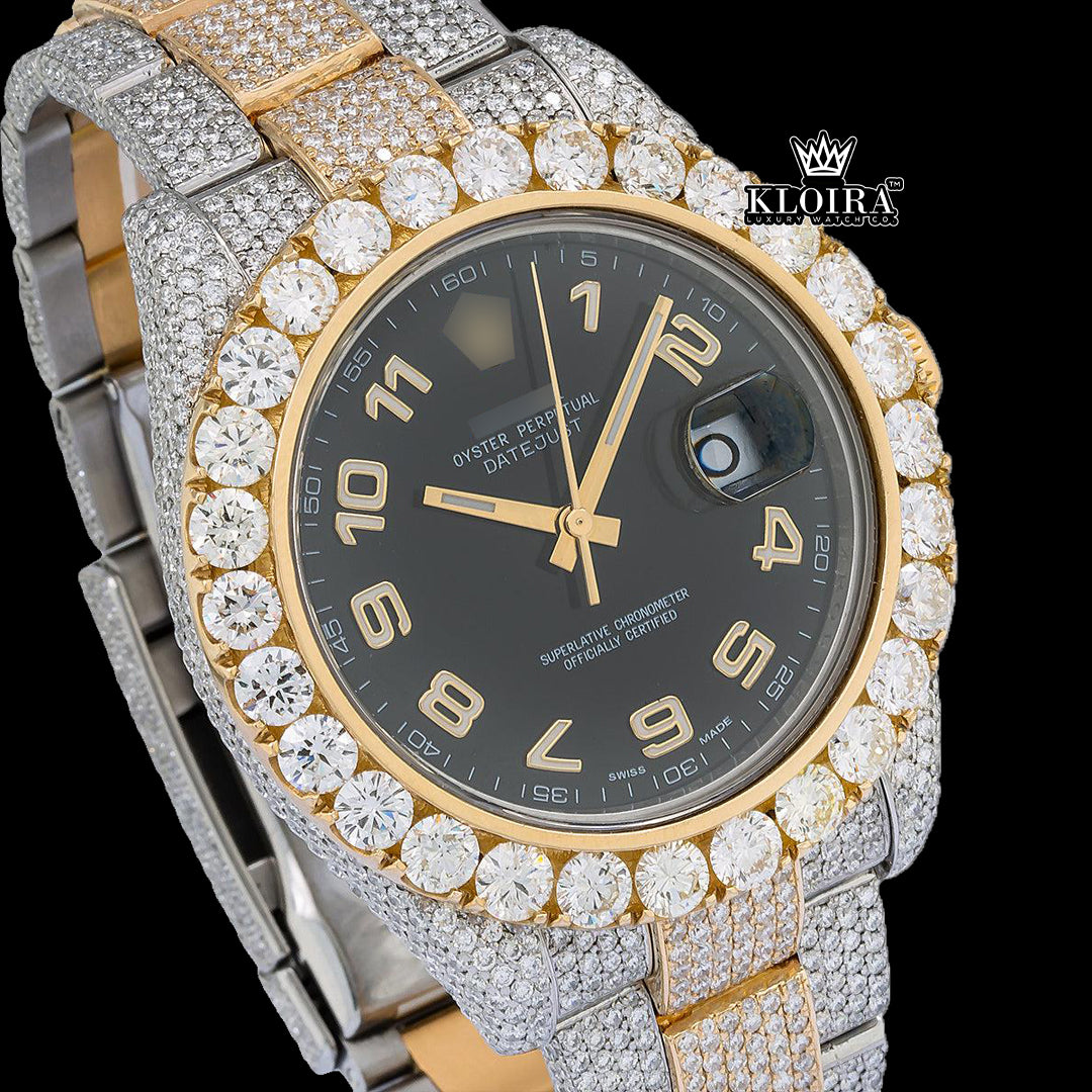 EclipseGleam Moissanite Diamond Watch 14K Gold VVS 20 Carat 42mm Front