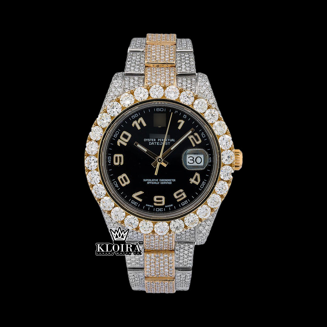 EclipseGleam Moissanite Diamond Watch 14K Gold VVS 20 Carat 42mm Front