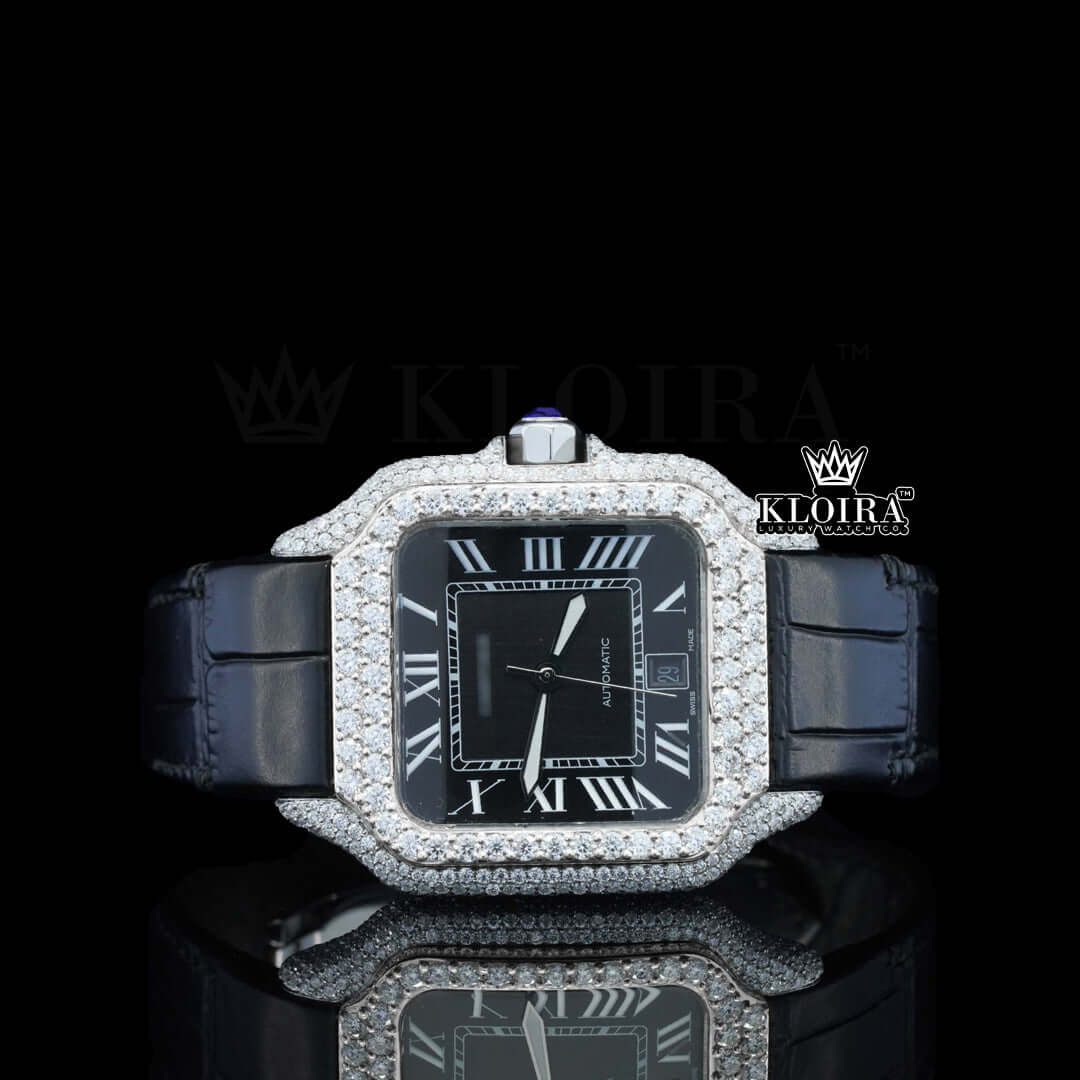 Eclipse Moissanite Diamond Watch 14K Gold VVS 14 Carat 42mm Front