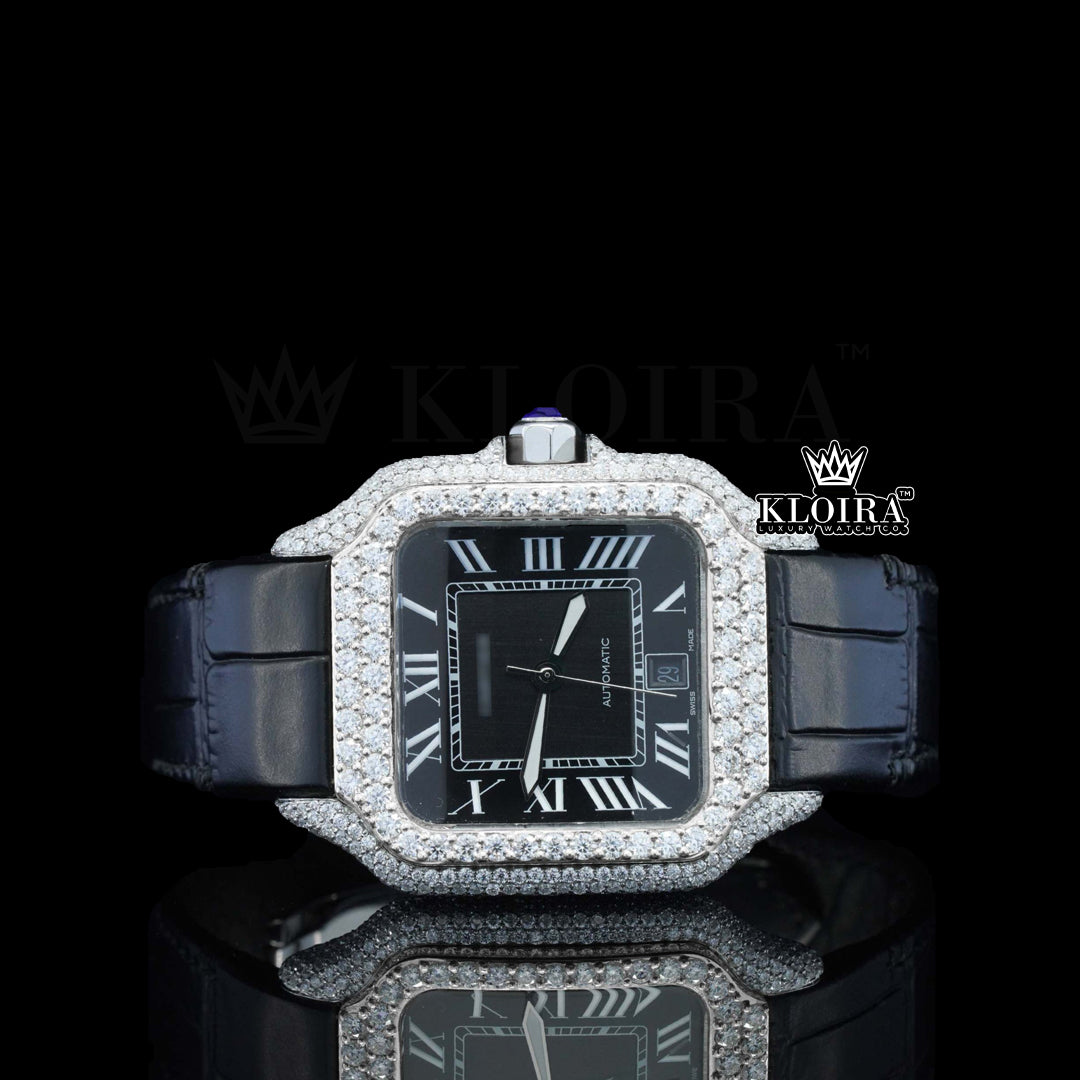 Eclipse Moissanite Diamond Watch 14K Gold VVS 14 Carat 42mm Front
