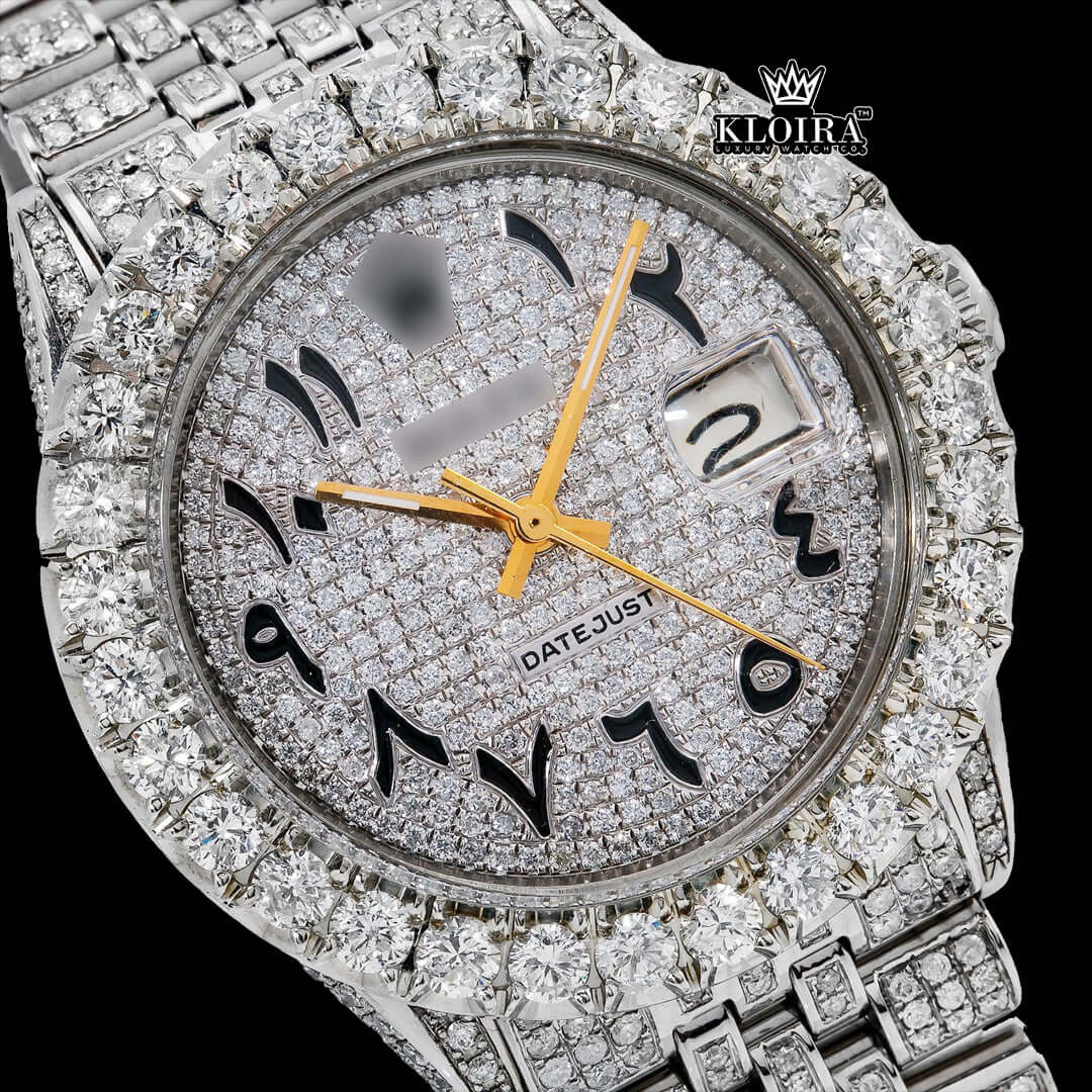 Eclipse Moissanite Diamond Watch 14K Gold VVS 18 Carat 42mm Front