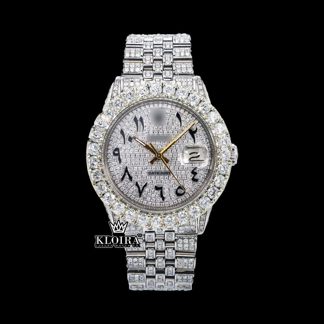 Eclipse Moissanite Diamond Watch 14K Gold VVS 18 Carat 42mm Front