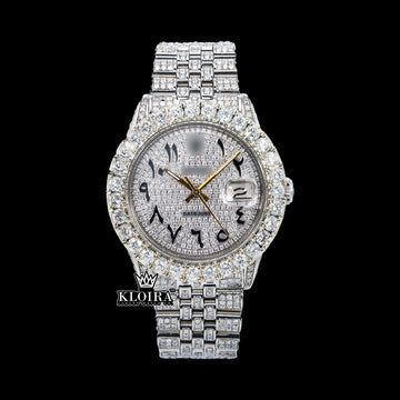 Eclipse Moissanite Diamond Watch 14K Gold VVS 18 Carat 42mm Front