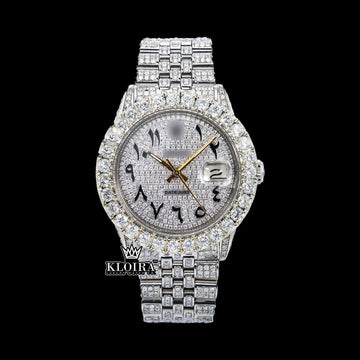 Eclipse Moissanite Diamond Watch 14K Gold VVS 18 Carat 42mm Front