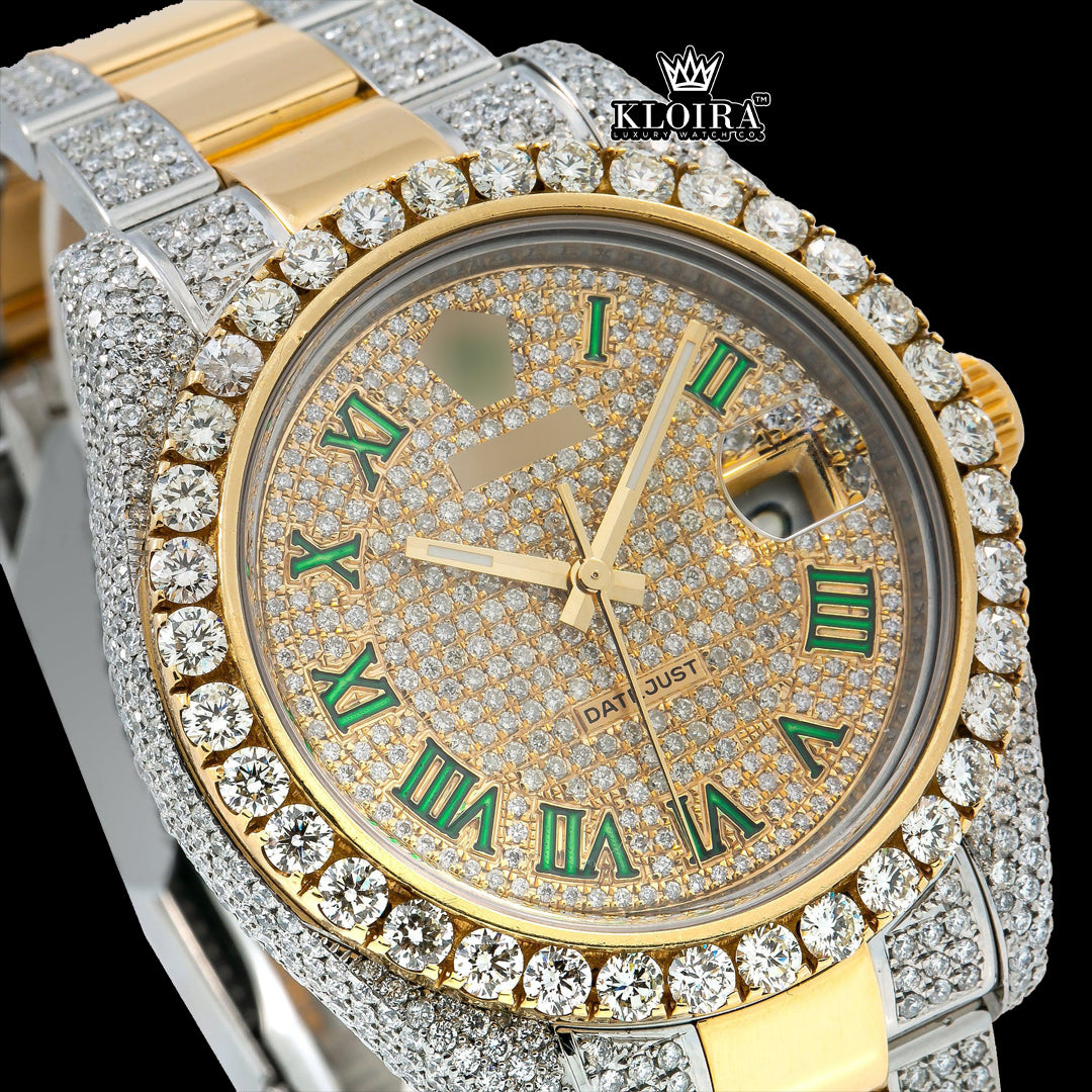 Elysium Moissanite Diamond Watch 14K Gold VVS 20 Carat 42mm Front