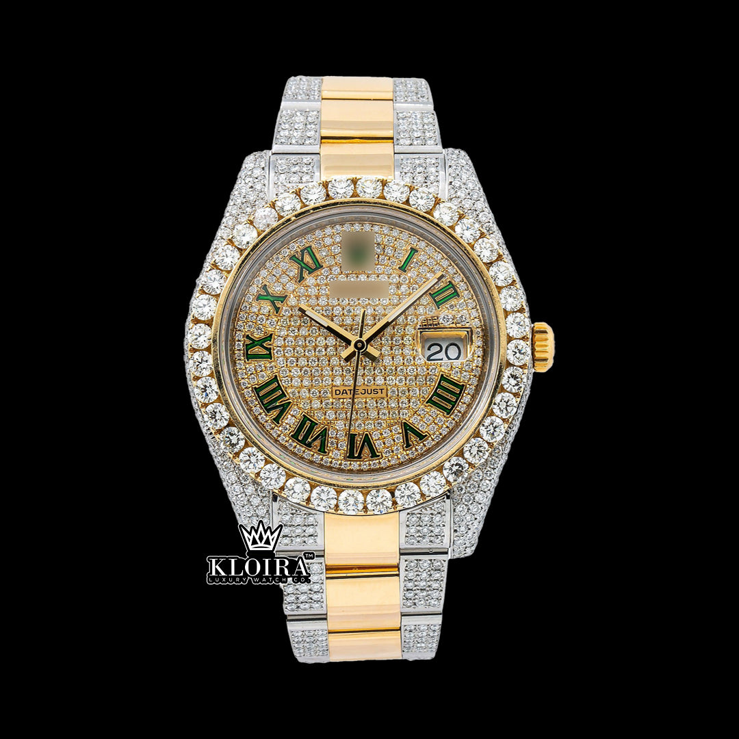 Elysium Moissanite Diamond Watch 14K Gold VVS 20 Carat 42mm Front
