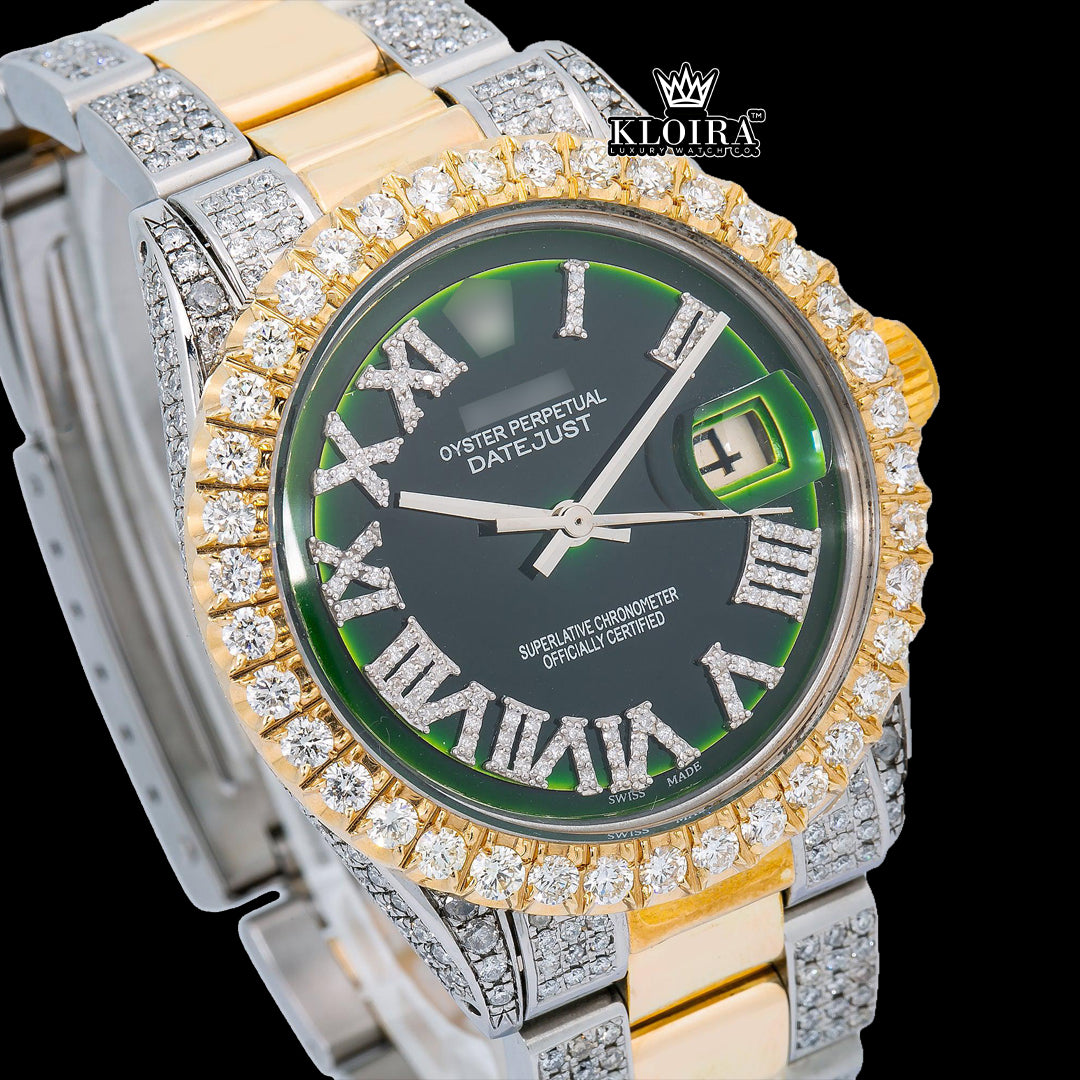 EmeraldElite Moissanite Diamond Watch 14K Gold VVS 18 Carat 42mm Front