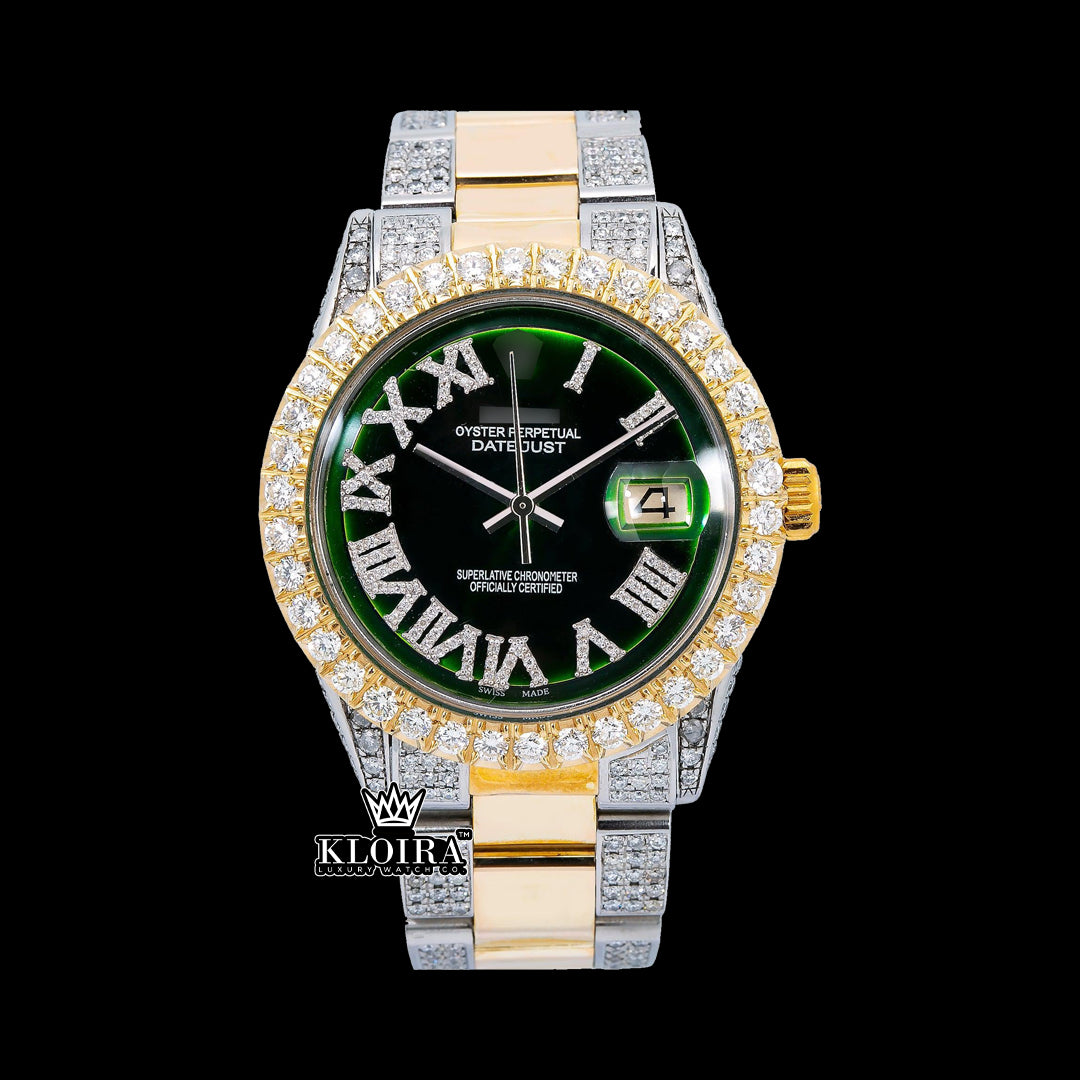 EmeraldElite Moissanite Diamond Watch 14K Gold VVS 18 Carat 42mm Front