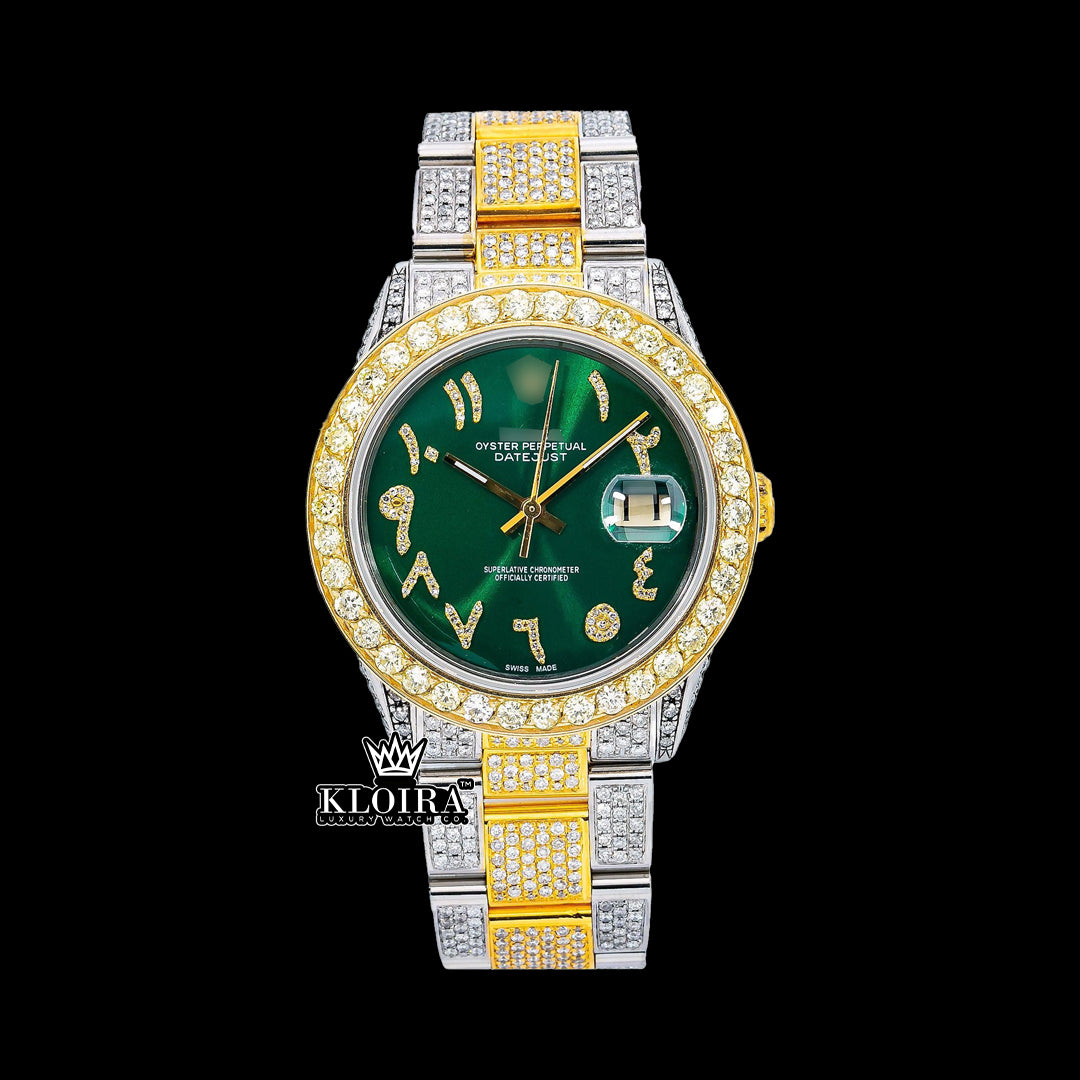 EmeraldShine Moissanite Diamond Watch Silver VVS 18 Carat 42mm Men Front