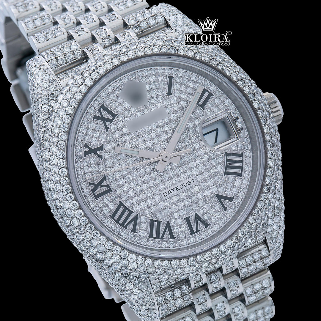 Eternity Moissanite Diamond Watch 14K Gold VVS 20 Carat 42mm Front