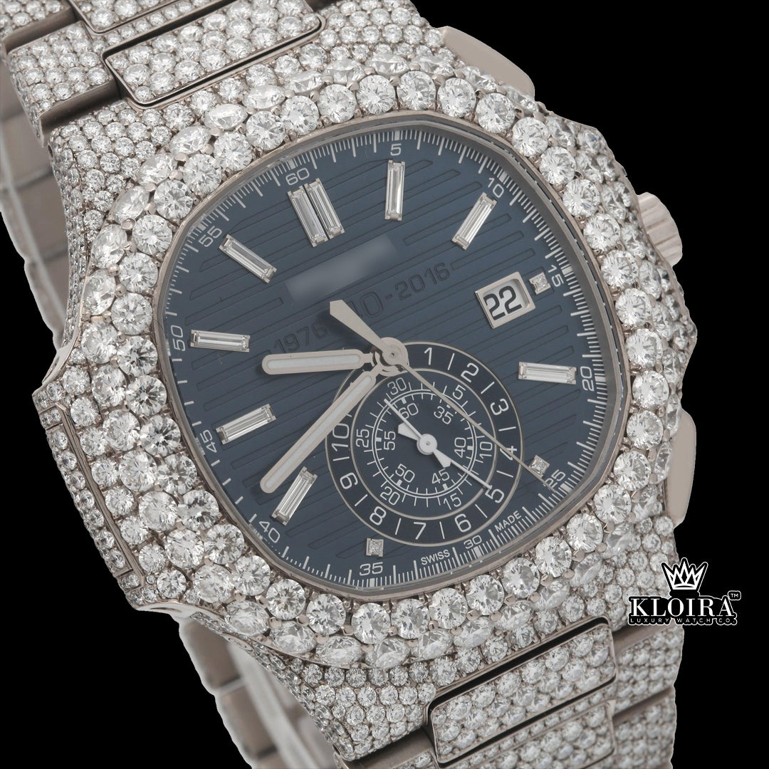 FrostElite Moissanite Diamond Watch Silver VVS 24Carat 42mm Men Front