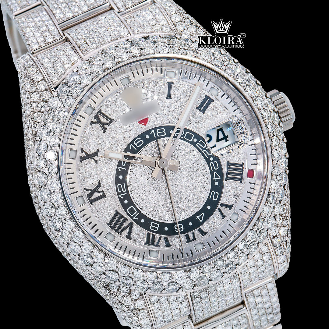 FrostGuardian Moissanite Diamond Watch Silver VVS 22 Carat 42mm Men Front