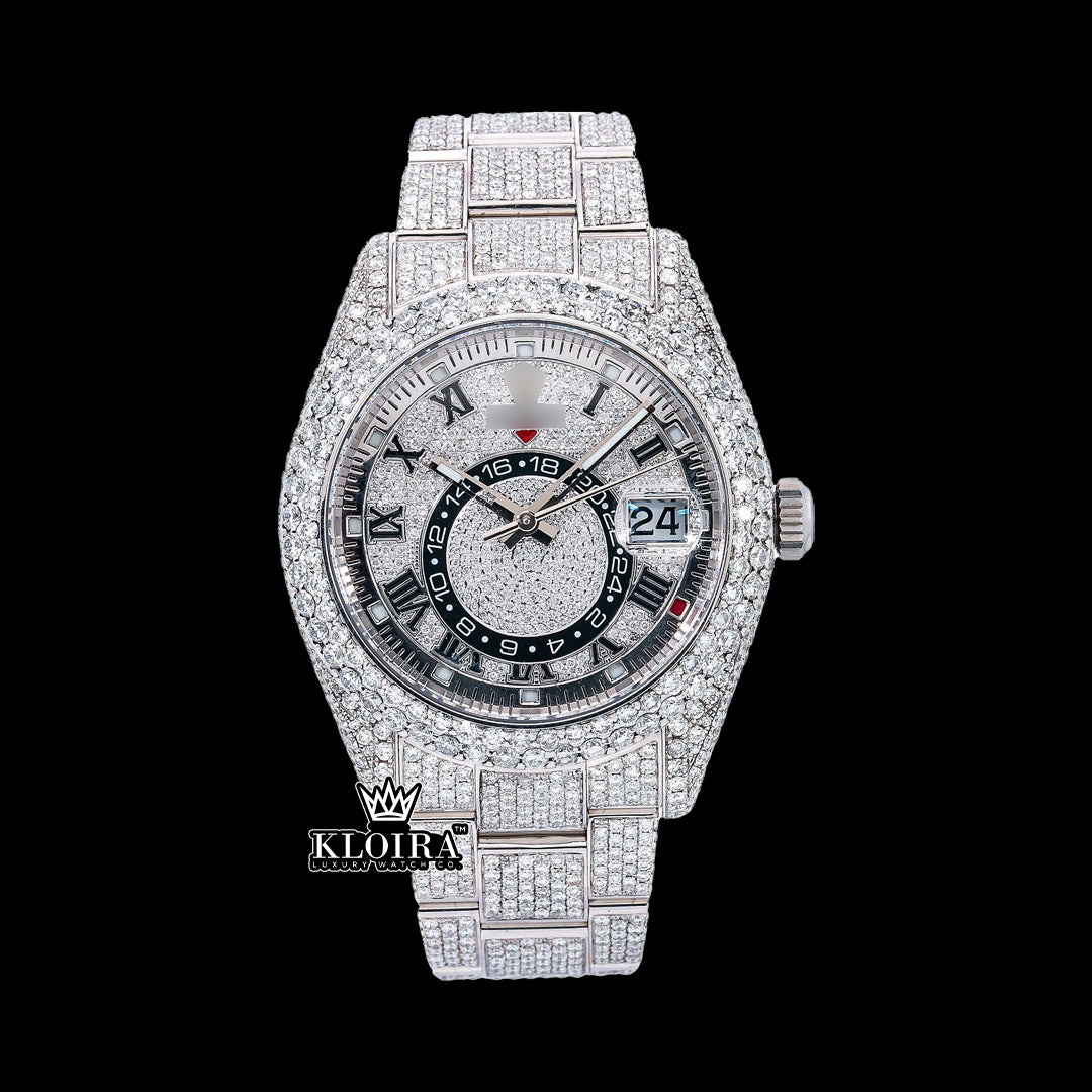 FrostGuardian Moissanite Diamond Watch Silver VVS 22 Carat 42mm Men Front