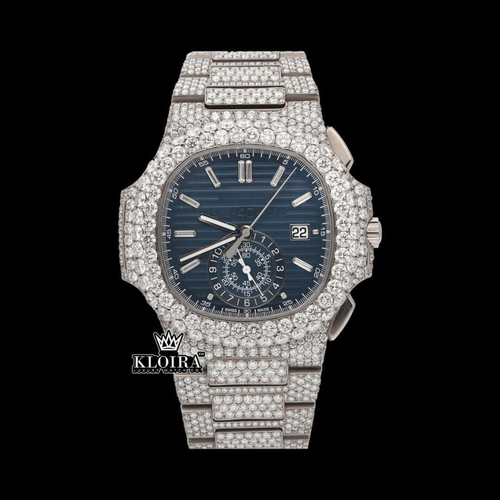 Frost Elite Moissanite Diamond Watch 14K Gold VVS 24Carat 42mm Front View