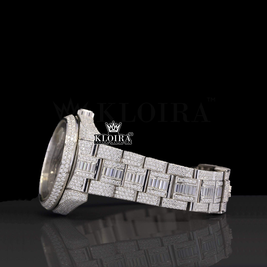 Frostbyte Moissanite Diamond Watch 14K Gold VVS 28 Carat 42mm Front