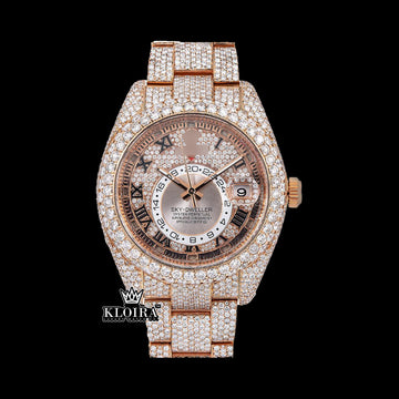 GildedSky Moissanite Diamond Watch 14K Gold VVS 20 Carat 42mm Front