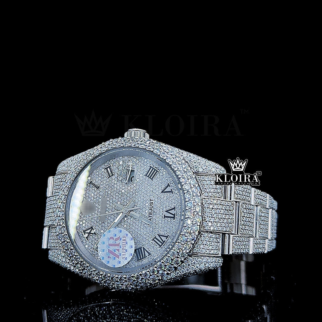 GlacierElite Moissanite Diamond Watch 14K Gold VVS 24 Carat 42mm Front