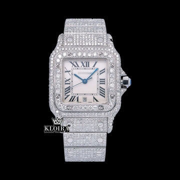 Chill Frame Moissanite Diamond Watch Silver VVS 22 Carat 42mm Men Front