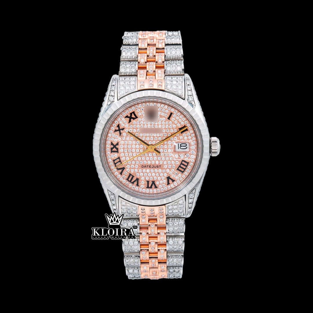 GlamGlow Moissanite Diamond Watch 14K Gold VVS 18 Carat 42mm Front