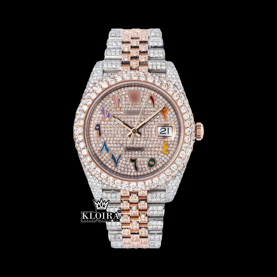 GlimmerAura Moissanite Diamond Watch 14K Gold VVS 20 Carat 42mm Front