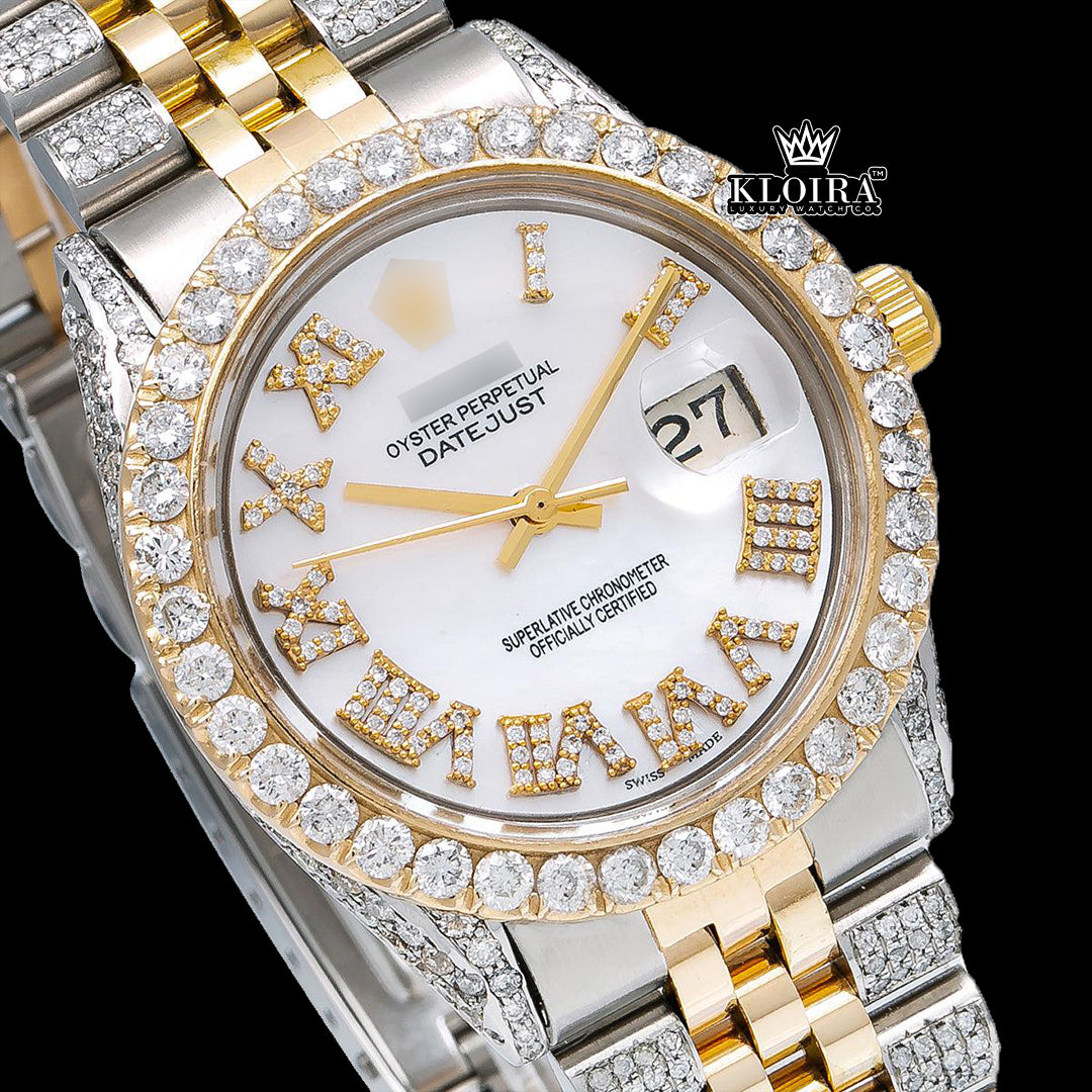 Glimmerstone Moissanite Diamond Watch 14K Gold VVS 19 Carat 42mm Front