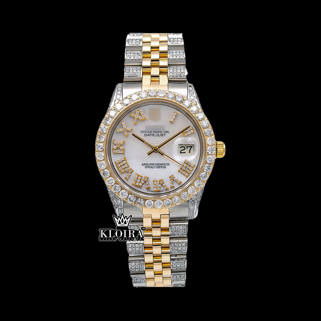 Glimmerstone Moissanite Diamond Watch 14K Gold VVS 19 Carat 42mm Front
