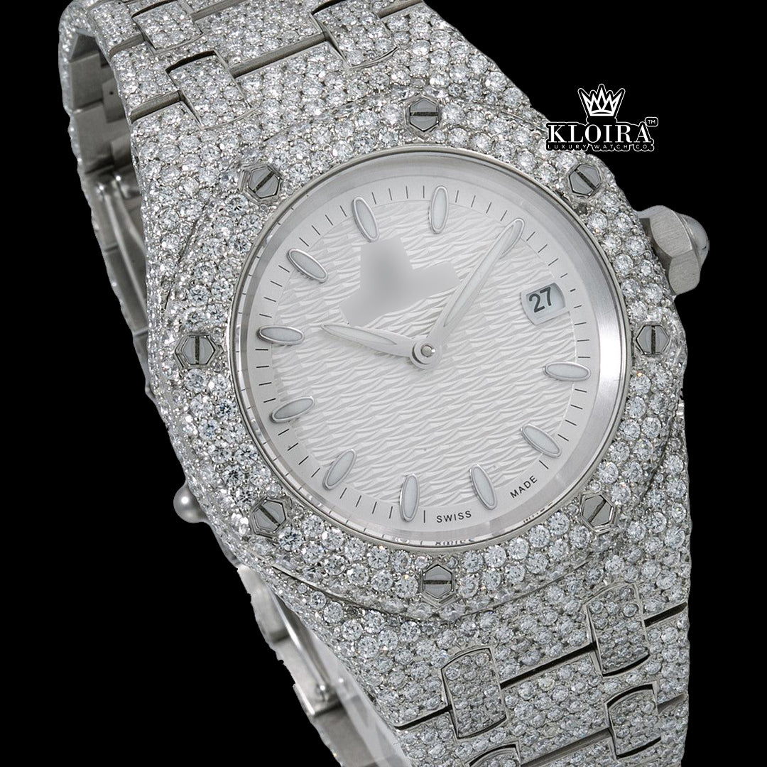 Glint Moissanite Diamond Watch 14K Gold VVS 20 Carat 42mm Front