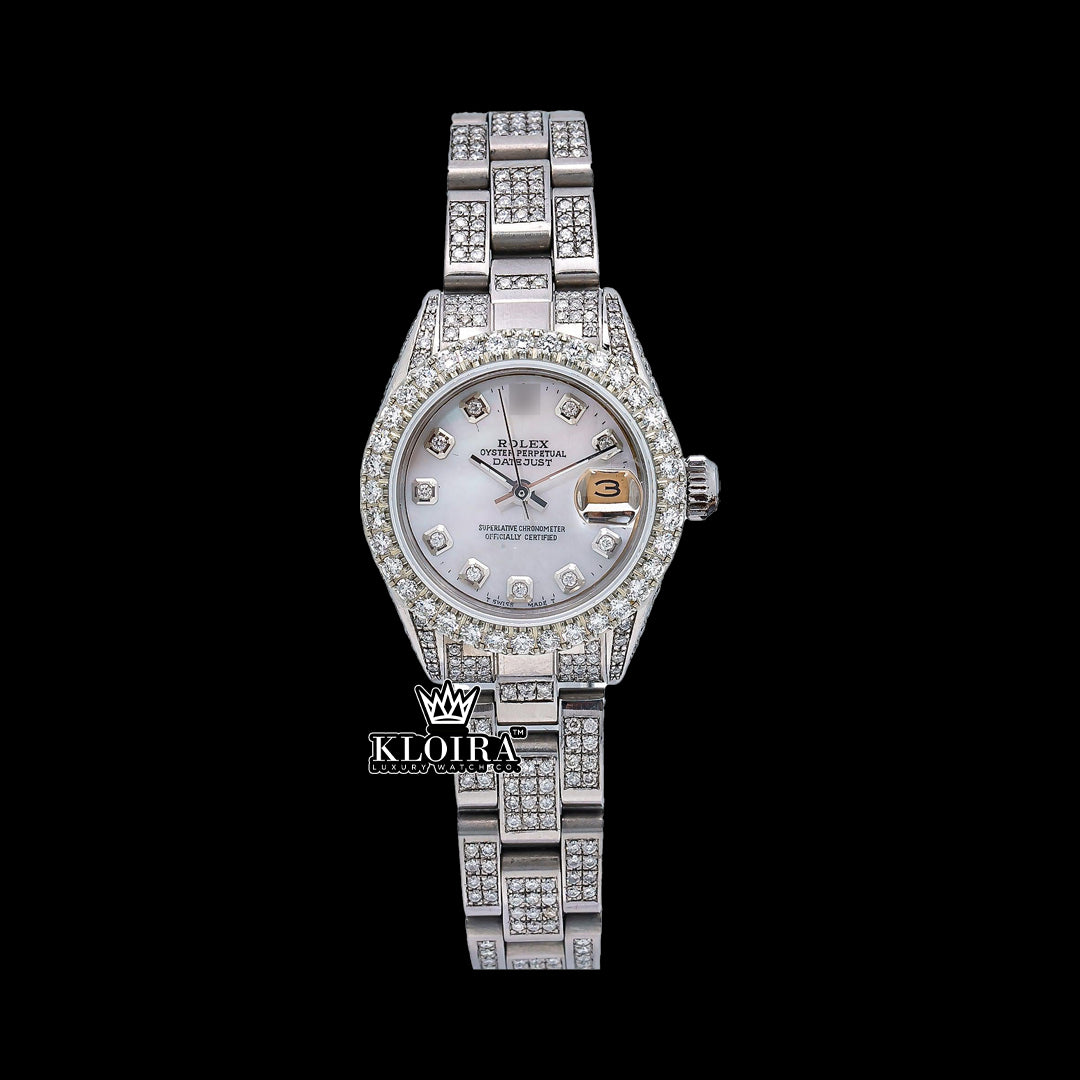 GlisteningElegance Moissanite Diamond Watch 14K Gold VVS 18 Carat 42mm Front