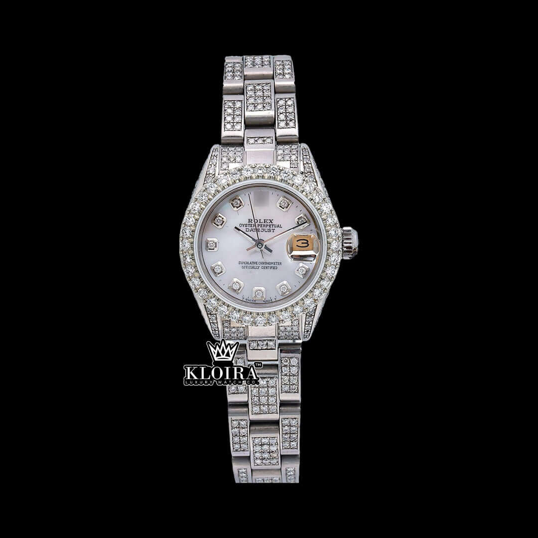 GlisteningElegance Moissanite Diamond Watch 14K Gold VVS 18 Carat 42mm Front