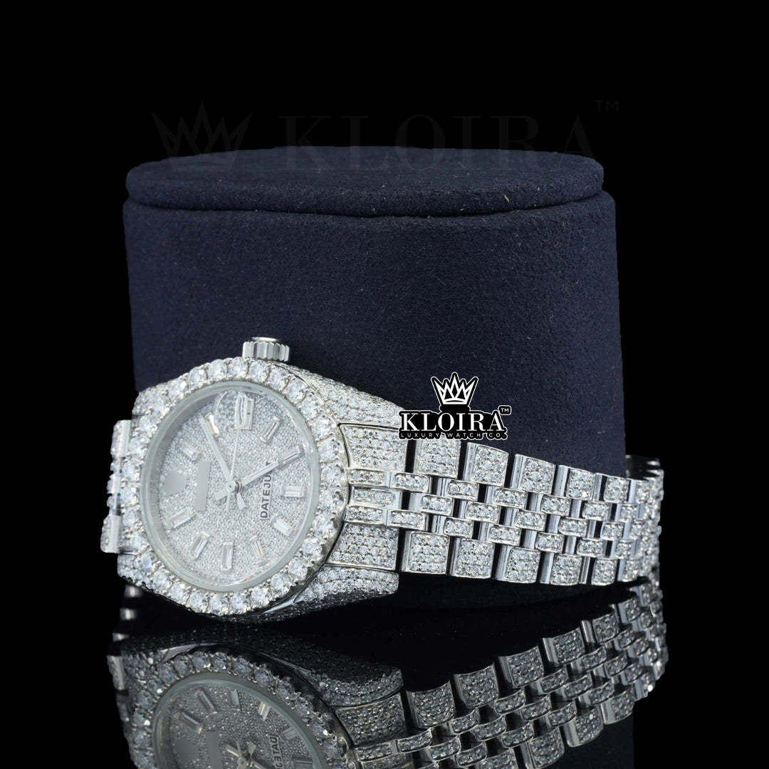 GlitzMaster Moissanite Diamond Watch 14K Gold VVS 22 Carat 42mm Front