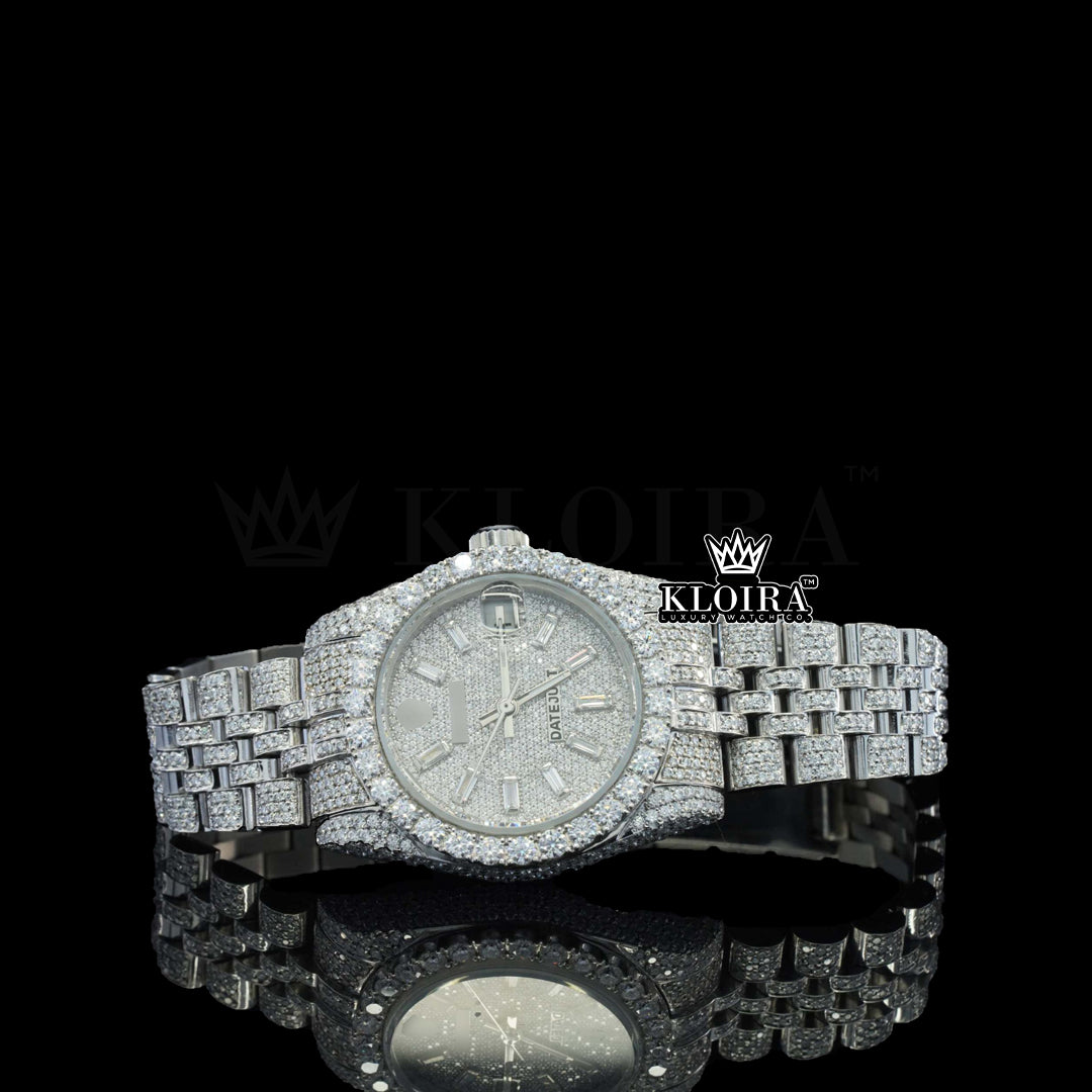 GlitzMaster Moissanite Diamond Watch 14K Gold VVS 22 Carat 42mm Front